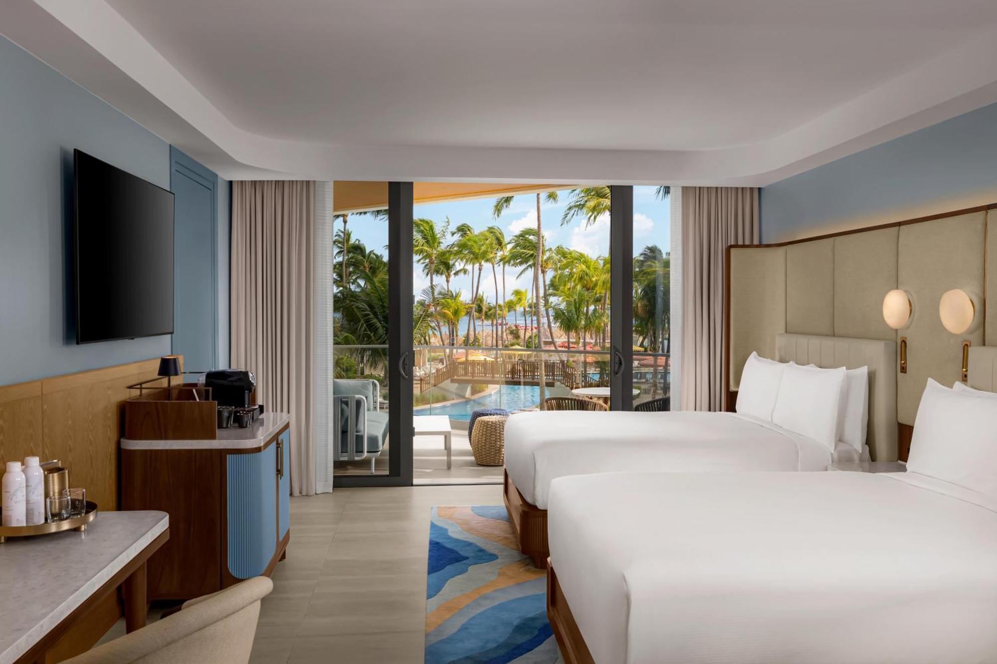 Queen Room with Two Queen Beds, Partial Ocean View and Pool View
